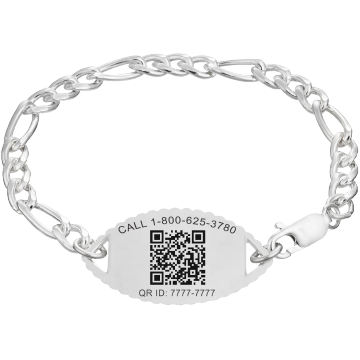 QR Code Figaro Classic Medical ID Bracelet Sterling Silver, Silver, large image number 2